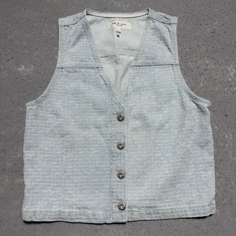 Rag & Bone Juliana Tweed Vest Size 4 Sky Blue Sleeveless